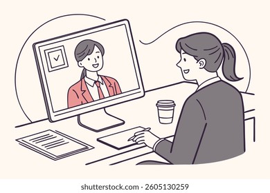 online job interview vector art