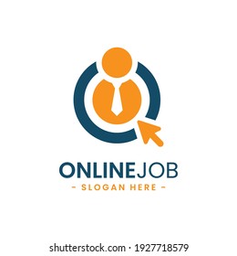 Online Job Logo Design Template.
Creative Concept Of Digital Find Job Vector Illustration.