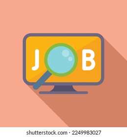 Online job search icon flat vector. Computer interview. Work hire