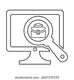 Online job search Icon, Line Vector graphics