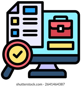 Online Job Search Icon Lineal Color Vector Illustration