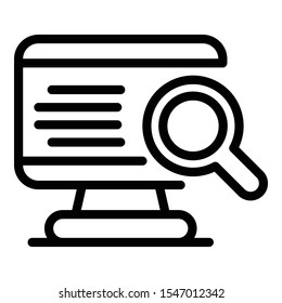 Online job search icon. Outline online job search vector icon for web design isolated on white background