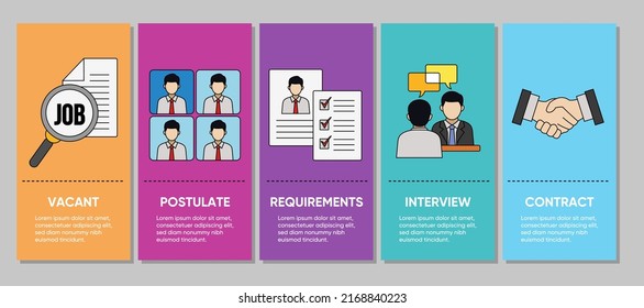 Online Job Search Illustration And Human Resource Concepts. Business Data Visualization Infographic. Process Chart. Job Interview Recruitment Agency Vector Illustration