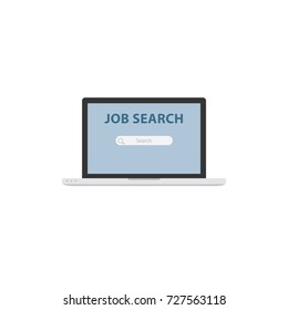 Online Job Search Illustration. Job Search Page On Laptop Screen