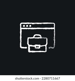 Online job search linear chalk icon. Hand drawing effect. Vector isolated black illustration