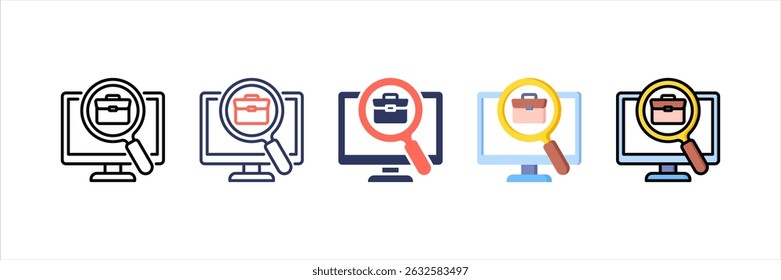 Online Job Search Multi Style Icon Set