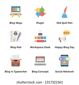 Online Journals flat Icons Pack 
