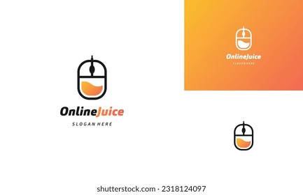 online juice logo, click juice logo, juice combine with mouse logo design modern concept