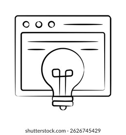 Online knowledge icon creatively designed in doodle style