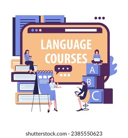 online language course flat style illustration vector design