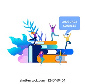 Online language courses, distance education, training. Language Learning Interface and Teaching Concept. Education Concept, training young people. Internet students