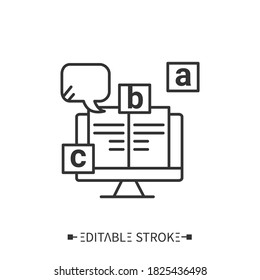 Online language learning line icon. Online courses. Distance education. Foreign languages learning methods and self education concept. Training course. Isolated vector illustration.Editable stroke