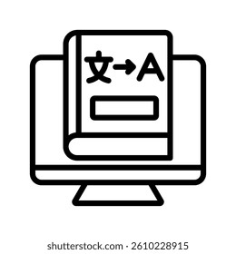 Online Language Line Vector Illustration On White Background.