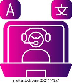 Online Language Teacher Glyph Gradient Vector Icon Design