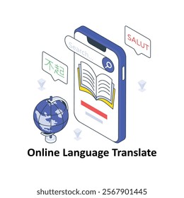  Online Language Translate isometric Colored illustration. EPS File stock illustration