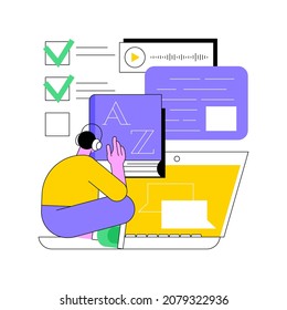 Online language tutoring abstract concept vector illustration. Live video tutoring, native speaker lesson, personal tutor in self-isolation, practice and improve speaking abstract metaphor.