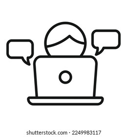 Online laptop chat icon outline vector. Web information. Mobile work