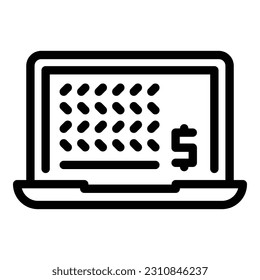 Online laptop icon outline vector. Business money. Wallet earn