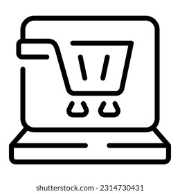Online laptop shop icon outline vector. Contract store. Job offer