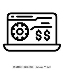Online laptop shop icon outline vector. Computer store. Retail mobile