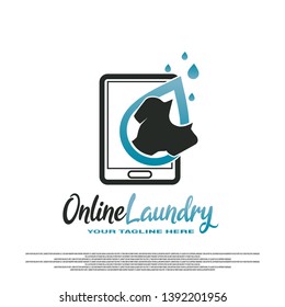 Online Laundry logo design with clothes wash concept. illustration element vector