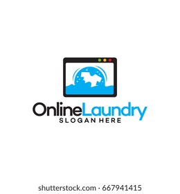 Online Laundry Logo template designs vector illustration