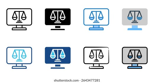 Online law icon set multiple style collection 
