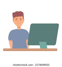 Online learn icon cartoon vector. Child school. Class study