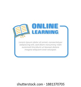 Online Learning Banner Frame Template with Book Icon