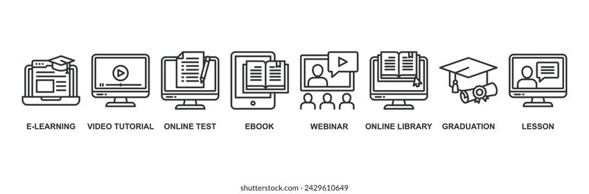 Online learning banner web icon vector illustration concept with icon
