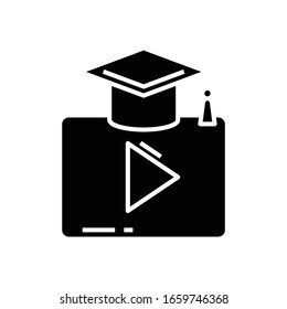 Online learning black icon, concept illustration, vector flat symbol, glyph sign.