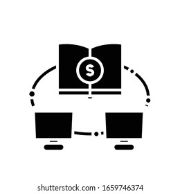 Online learning black icon, concept illustration, vector flat symbol, glyph sign.