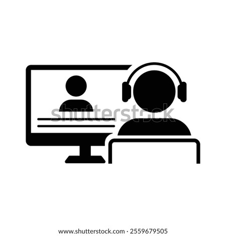 Online learning black and white flat vector icon design