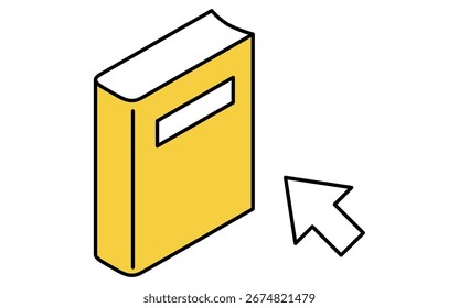 Livro de aprendizado on-line com seta ícone de linha simples isométrica, Ilustração de vetor