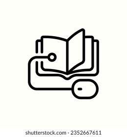 aprendizaje en línea, libro, icono del ratón, icono aislado en fondo claro, perfecto para sitio web, blog, logotipo, diseño gráfico, medios sociales, interfaz de usuario, aplicación móvil