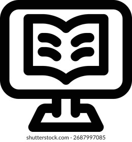 Online Learning, Online Book, Online Reading Outline Icon