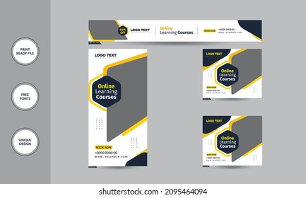 Online Learning Business Course Banner Template, Digital marketing agency.