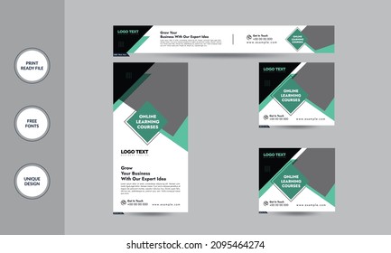 Online Learning Business Course Banner Template, Digital marketing agency.