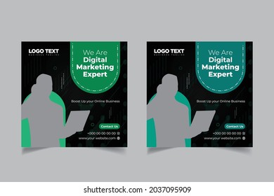 Curso de Negocios de Aprendizaje en Línea Diseño creativo Plantilla de Banner de Social Media Post, agencia de marketing digital.
