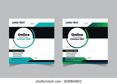 Online Learning Business Course Social Media Post Banner Template, Digital marketing agency.