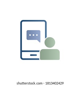 Online learning, chat, mobile, chat training color gradient vector icon