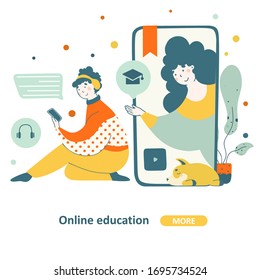 Online learning concept, modern flat vector illustration.