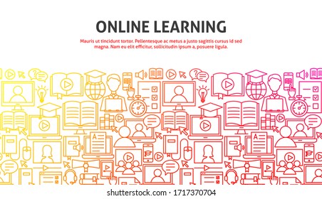 Online Learning Concept. Vector Illustration of Outline Design.
