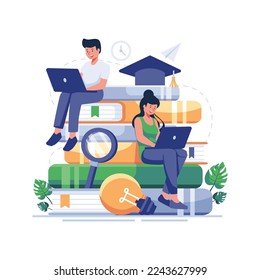 Online learning concept vector illustration.