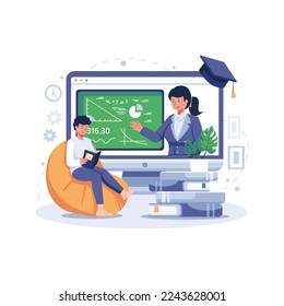 Online learning concept vector illustration.