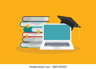 Online learning. Concept of webinar, business online training, education on computer or e-learning concept, video tutorial vector illustration