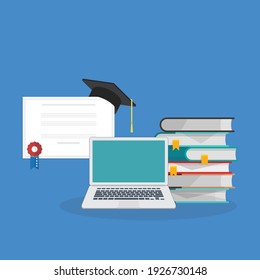Online learning. Concept of webinar, business online training, education on computer or e-learning concept, video tutorial vector illustration