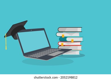 Online learning. Concept of webinar, business online training, education on computer or e-learning concept, video tutorial illustration.