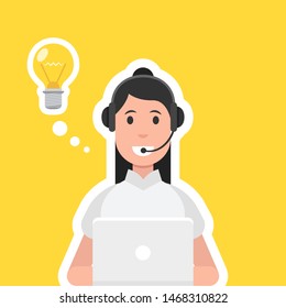 Online learning concept. Woman at laptop in his room. Vector illustration.
