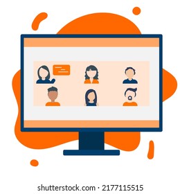 Online learning, conference concept at home. Modern vector illustration concepts for website and mobile website development.